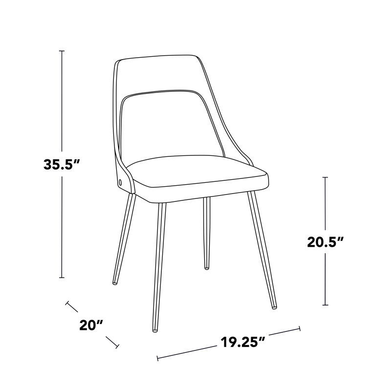 Chaise Anabelle - Pieds fuselés en métal (ensemble de 2), Crème, naturel, Or