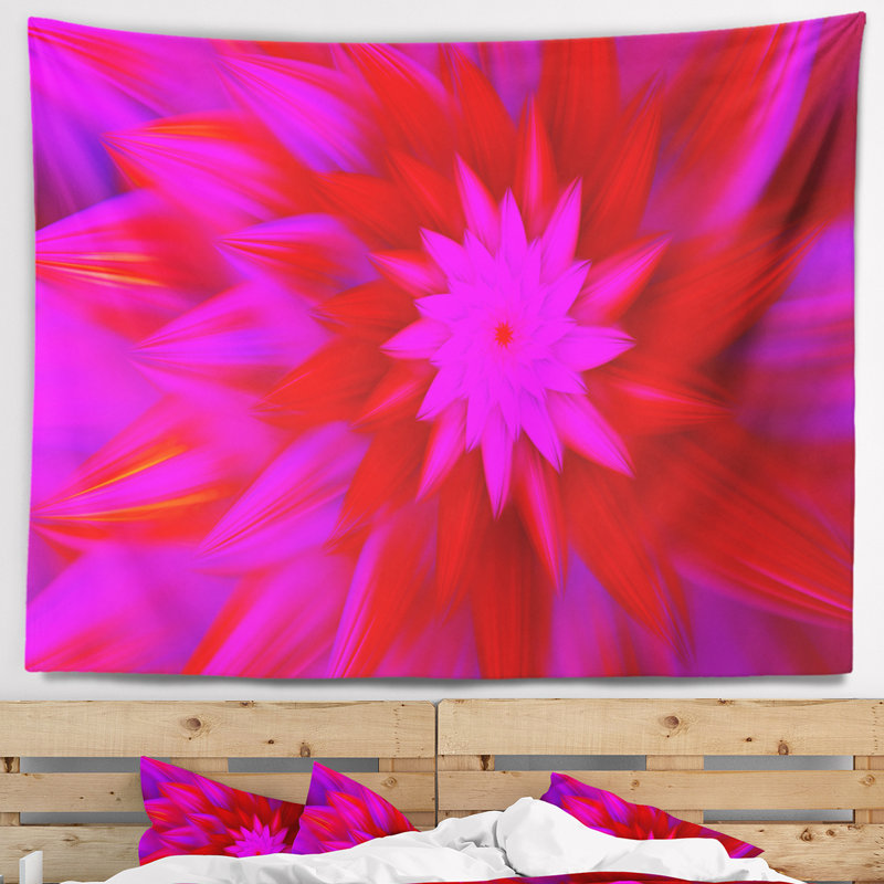 Tapisserie floral rose de fleurs brillantes, H 32 po x l 39 po
