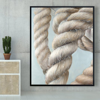 Bateau, corde de bateau, gros plan - décor de toile brune encadrée