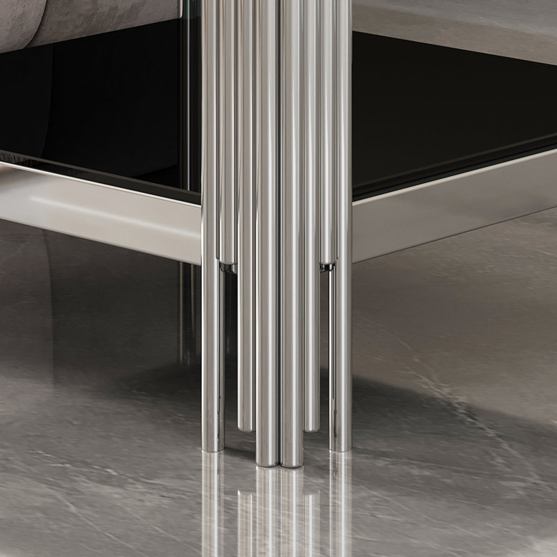 Table de bout avec plateau Demaury, Clair, Argent argent