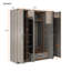 Commode grise, armoire avec tablettes