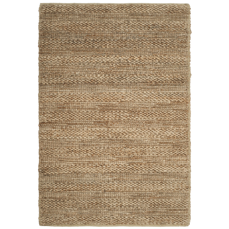 Concord Natural Fiber Hand Woven Jute/Cotton Striped Rug in Natural, Rectangle 2' x 3'