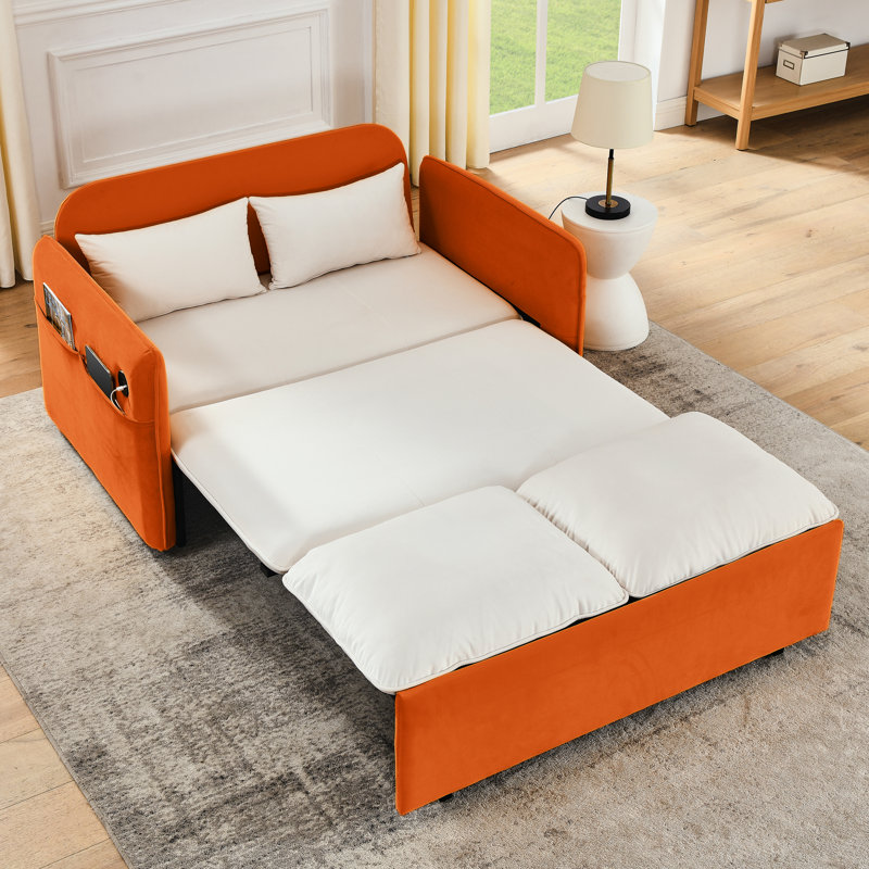 Ellishia 53'' Modern Sectional  Sofa couch with USB Power Port, Pull-Out Sleeper Sofa Bed with 2 Pillows,sofa,couch
