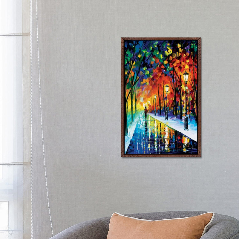 Frozen Path by Leonid Afremov - Painting on Canvas, 66.04 cm H x 45.72 cm W, Classic Brown Wood Framed Canvas