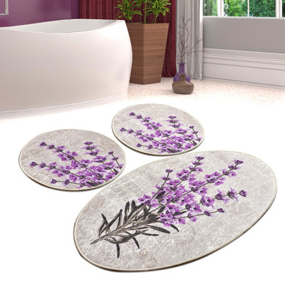 Luxurious Bathmat Set (3 Pieces), Soft Polyester, 19.7 x 23.6 inches (2 Pieces) & 23.6 x 39.4 inches (1 Piece) | 100% Antibacterial, Non-Slip Underside, Machine Washable at 86°F | Ideal for Stylish Bathrooms, Plush 700 g/m²