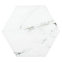 Timeless Hex Calacatta 8-5/8" x 9-7/8" Beveled Porcelain Patterned Wall & Floor Tile