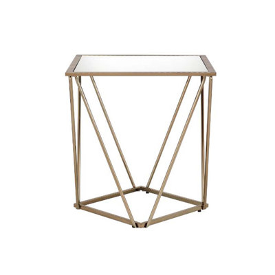 Fogya End Table, Mirrored & Champagne Gold  Finish