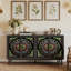 Buffet 60 po Art Deco avec 4 portes en vitrail, buffet élégant fabriqué à la main, rangement pour la salle à manger et le salon