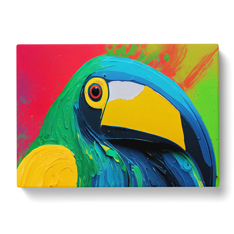 Toucan Bird Splash Vol.1 Abstract - Wrapped Canvas Painting, 35cm H x 50cm W x 3cm D