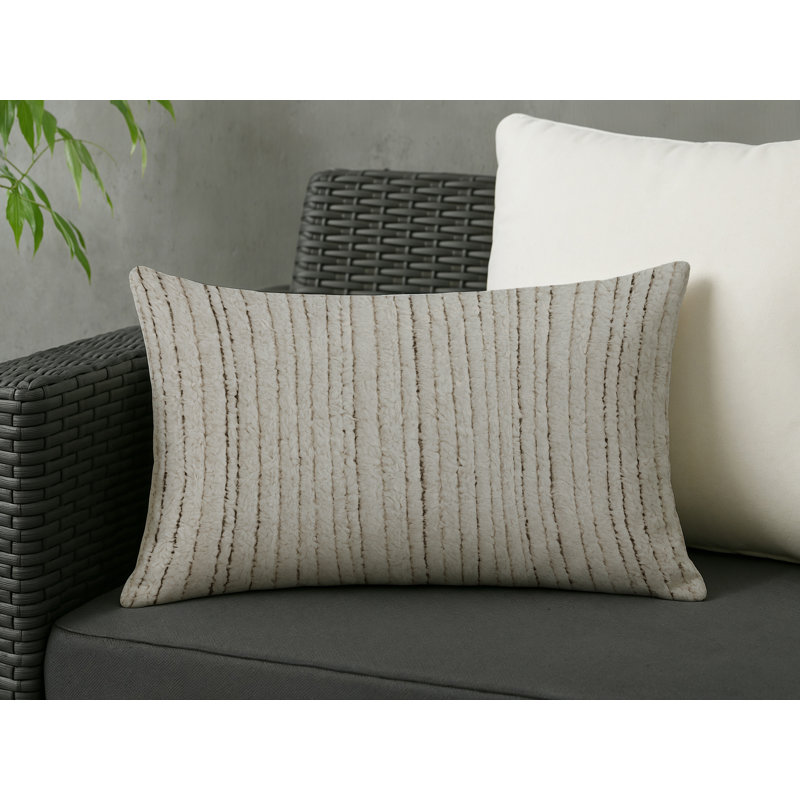 Coussin décoratif intérieur et extérieur Modern, Gris clair / Brun, Rectangle H 25 po x l 18 po