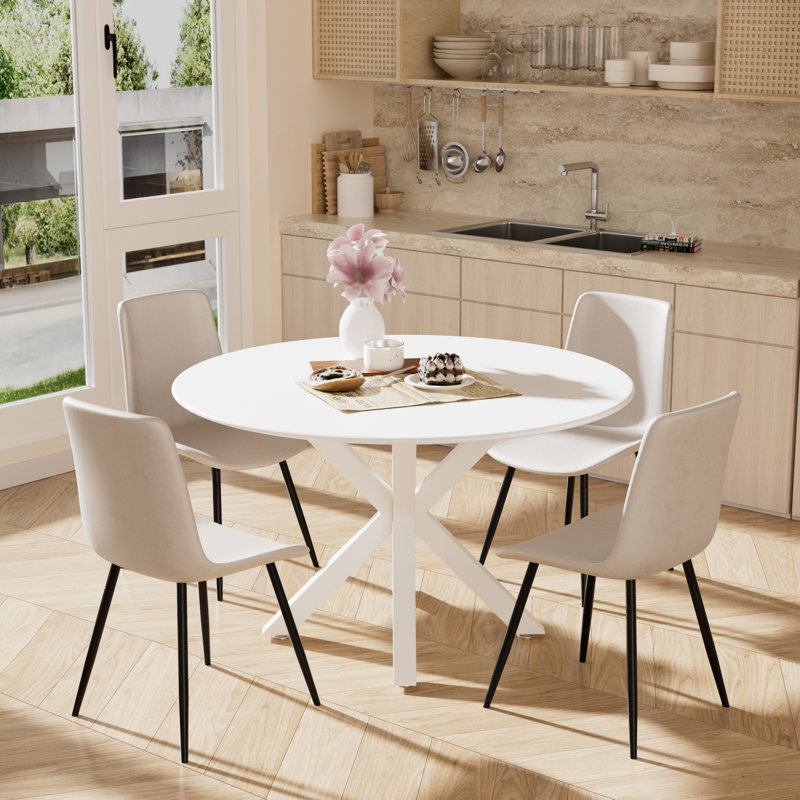 Ensemble de table de salle à manger 42,1 "pour 4 personnes, Blanc