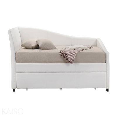 Lit de jour simple tapissier blanc avec lit gigogne