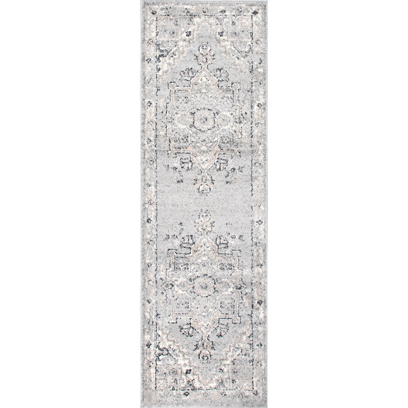 Tapis traditionnel tissé à la machine Edwa, Tapis de couloir 2 pi 6 po x 8 pi