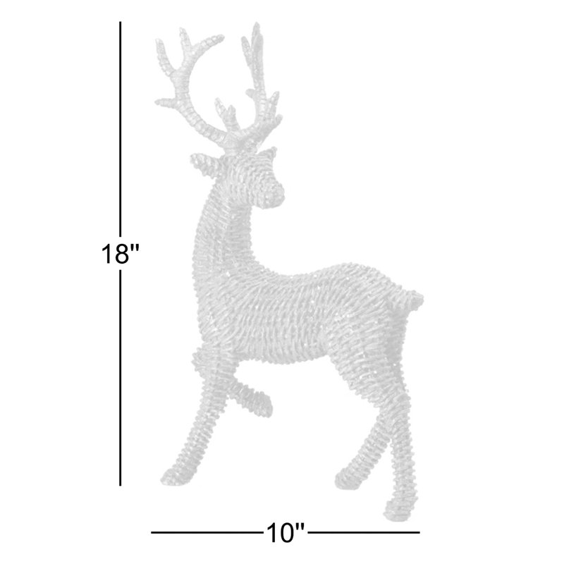 Résine, paillettes, rotin, debout, ensemble de 2 cerfs