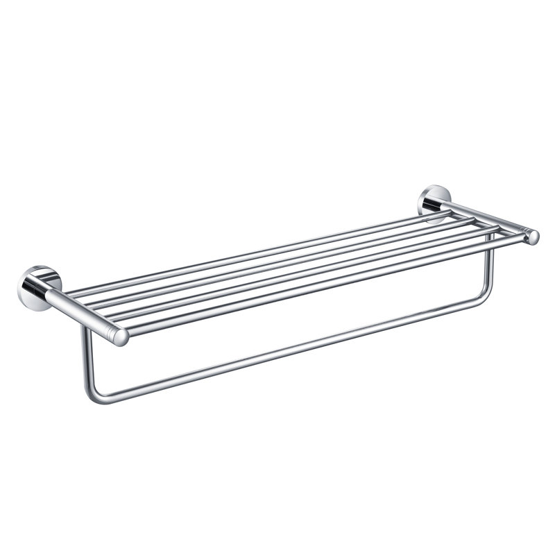 Elie Metal Accent Shelf with Towel Bar, Chrome