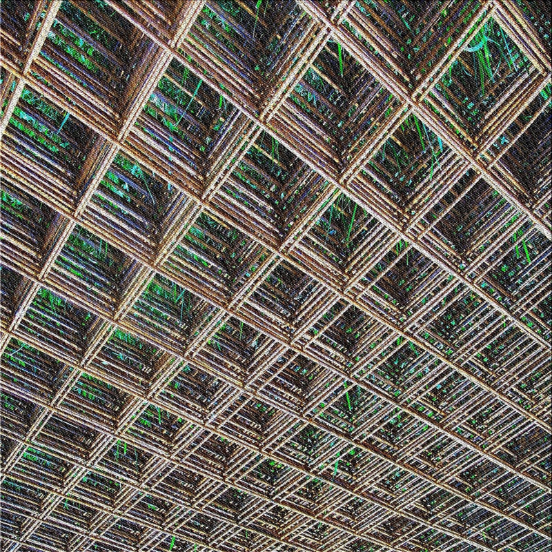 Tapis brun/vert tissé à la machine, Carré 8 pi