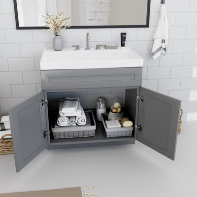 Base de meuble-lavabo simple 36 po seulement en gris clair Shaker