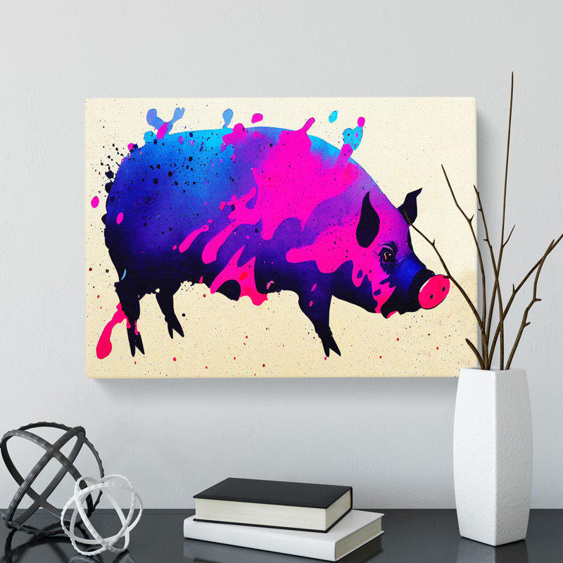 Pig Splash Abstract - Wrapped Canvas, 35cm H x 50cm W x 3cm D
