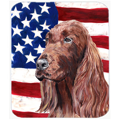 Trinx Patriotic Irish Setter USA American Flag Glass Cutting Board