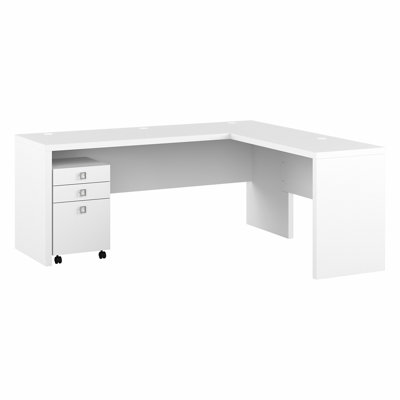 Bureau d'ordinateur en L 72 po avec classeur mobile 3 tiroirs Office By Kathy Ireland®