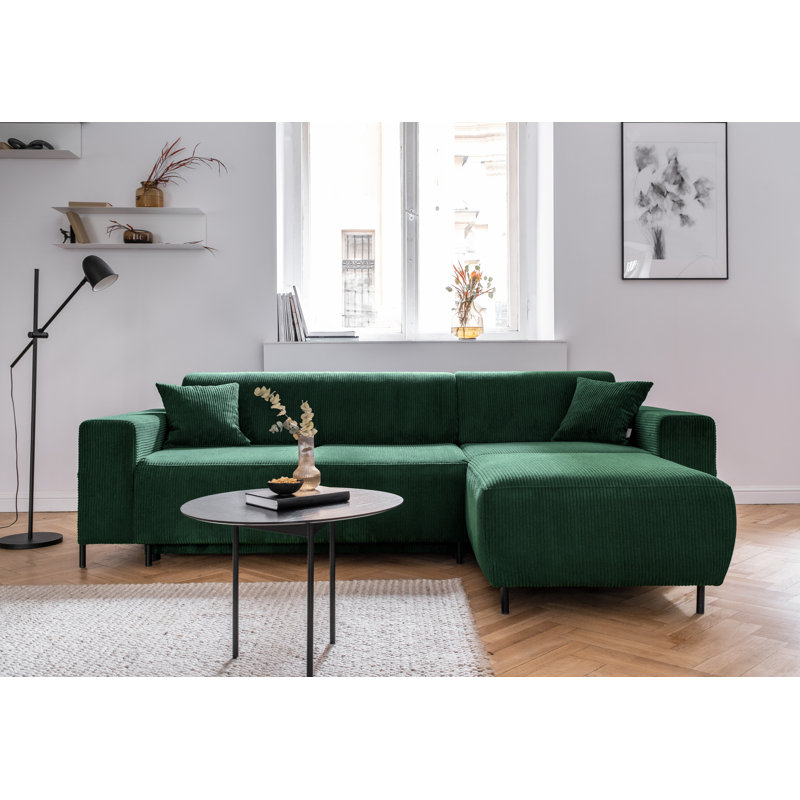 Cuddly Mia Corner Sofa Bed, Bottle Green