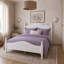 Structure de lit double en bois pleine grandeur, lit plateforme de style rétro avec support en lattes de bois, blanc-133452852-133452853