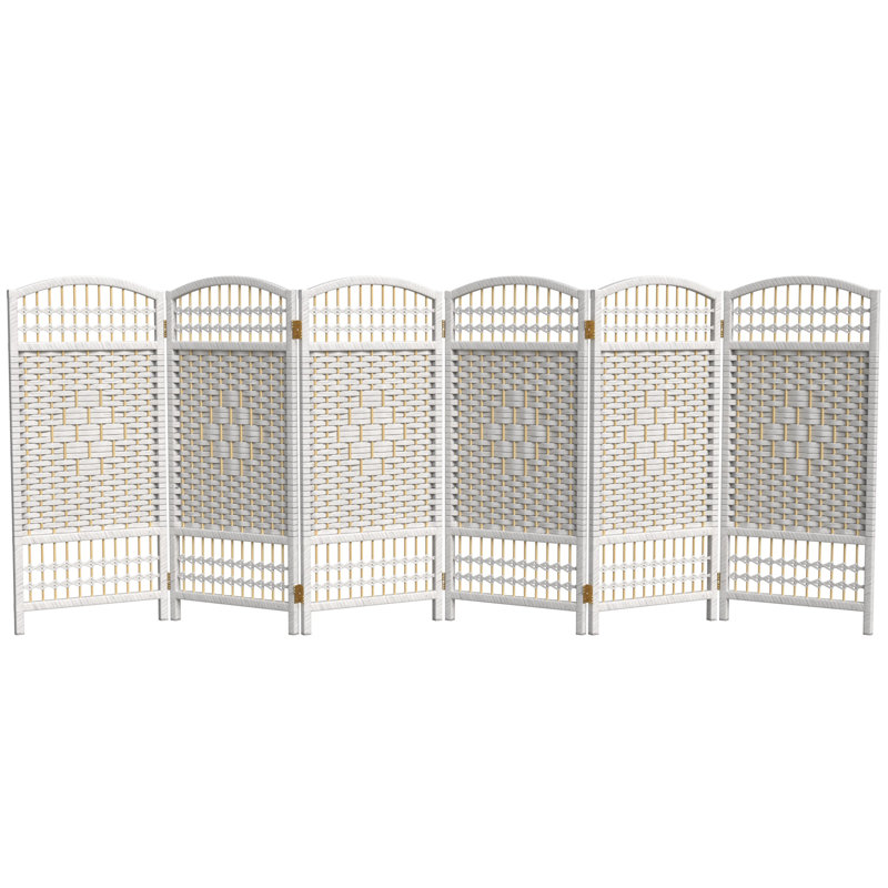 Paravent court en fibre tissée, 6, Blanc, H 23,5 po
