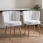Ensemble de 2 chaises de salle à manger pour salle à manger et café en tissu blanc classique avec dossier rembourré-214492706