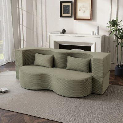 Canapé-lit pliable 2-en-1, canapé-lit convertible pliable sans os de 75 pouces, canapé-lit rembourré en mousse à mémoire de forme avec 2 coussins pour le salon