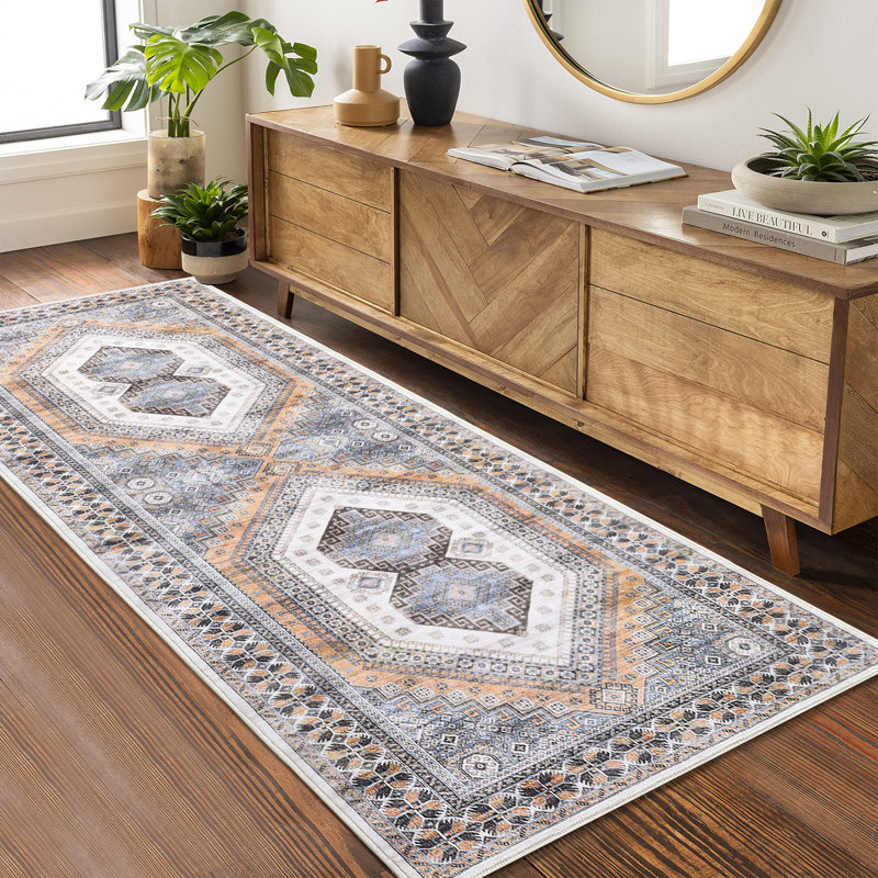 Dagnen Washable Geometric Indoor Rug, Runner 2' x 6'