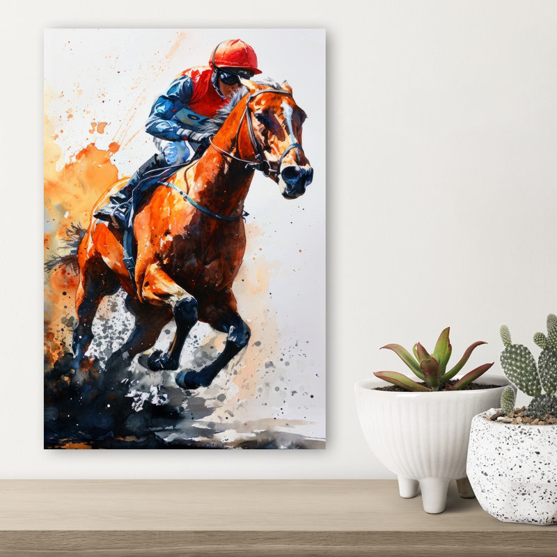 «Dynamic Horse Racing», reproduction d'art murale cheval contemporain, H 18 po x l 12 po