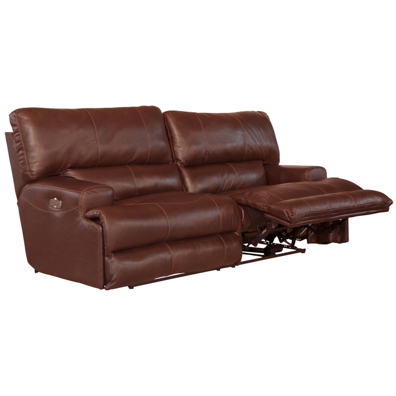 Anjuman 93" Leather Match Reclining Sofa, Power, Yes, Walnut Leather Match