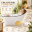 Baignoire de trempage autoportante en acrylique double 59 po, baignoire profonde ovale blanc brillant avec rebord noir, drain central et conception incurvée ergonomique pour salle de bain moderne