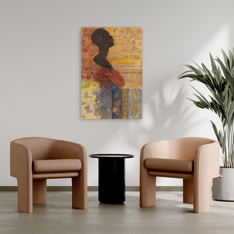 Les femmes du monde III abstrait contemporain bleu gris femme africaine, H 36 po x l 24 po
