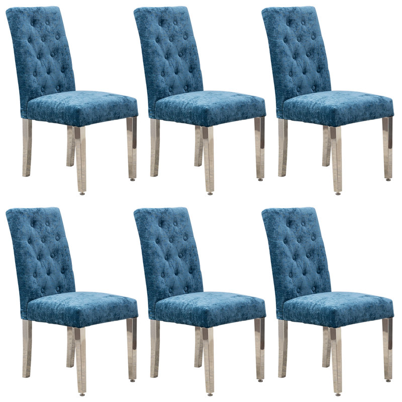 Kartika 19.29'' H Tufted Velvet Upholstered Side Chair, Light Blue