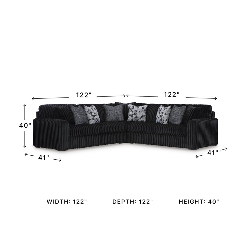 Irie 5-Piece Sectional, Black Polyester