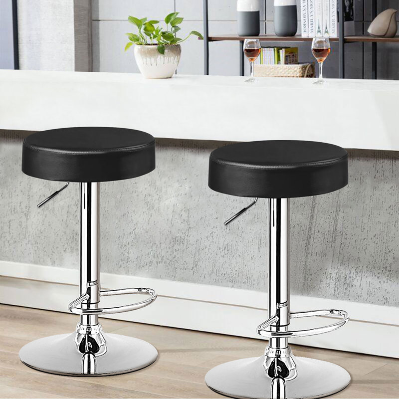 Dawer Swivel Upholstered Adjustable Height Counter Stool with Metal Frame, 2, Black