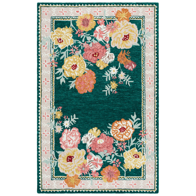 Jardin 476 Hand Tufted 80% Wool; 20% Cotton Floral Rug, Rectangle 9' x 12'