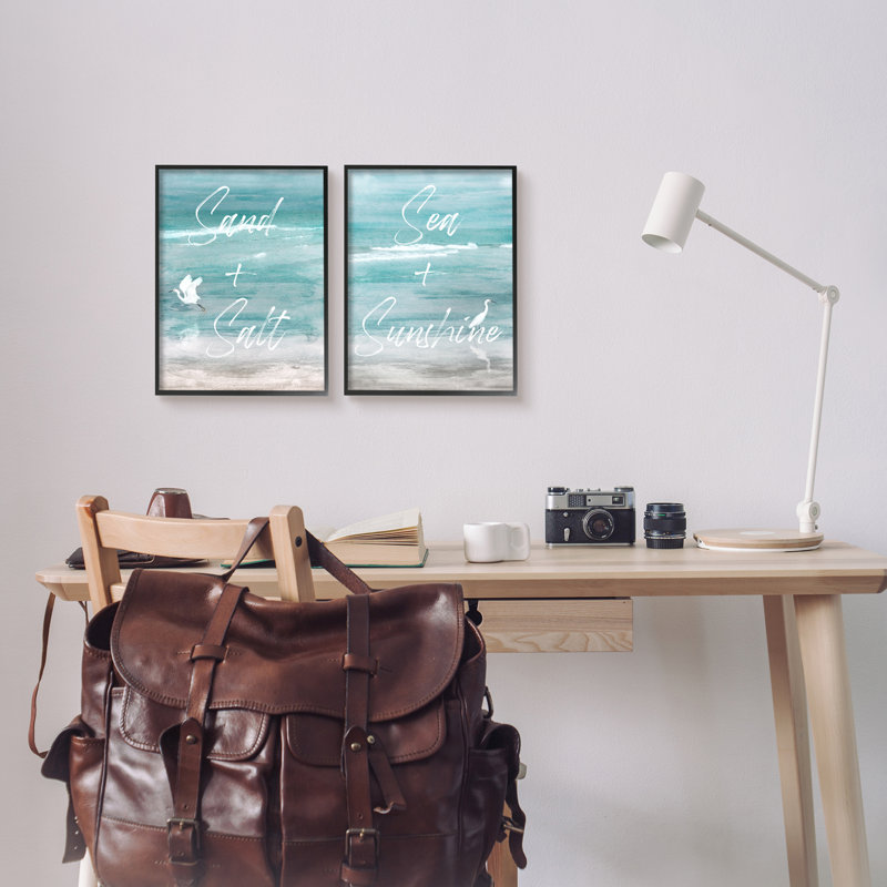 «Coastal Beach», reproduction encadrée sur bois 2 pièces, Giclée encadrée noir minuit, H 14 po x l 22 po x P 1,5 po