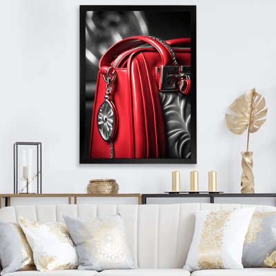 " Stylish Glam Handbag In Red And Black "