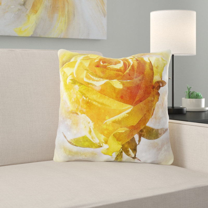 Floral Outdoor Reversible Throw Pillow, Synthetic, Outdoor