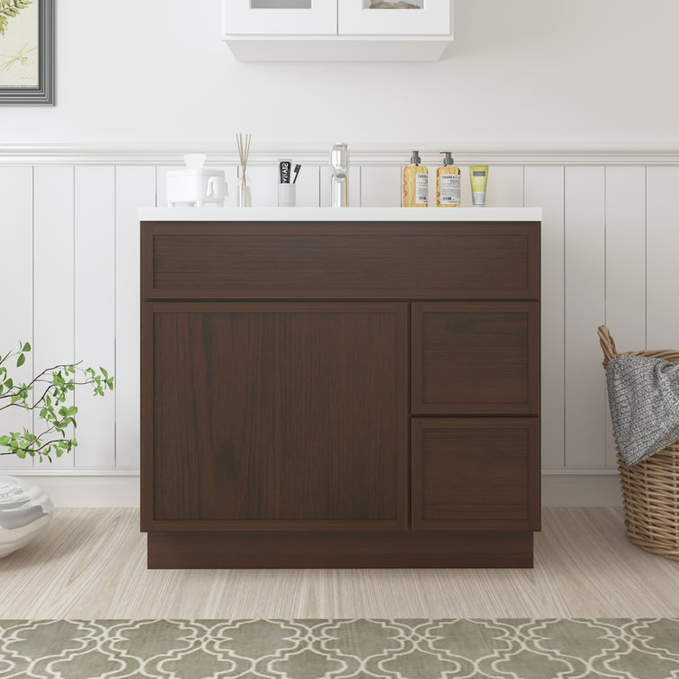 36" W Birch Plywood Freestanding Single Base 2 Drawers Storage Cabinet with Soft Close Door