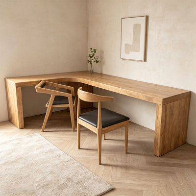 Bureau en bois massif en L Burlywood