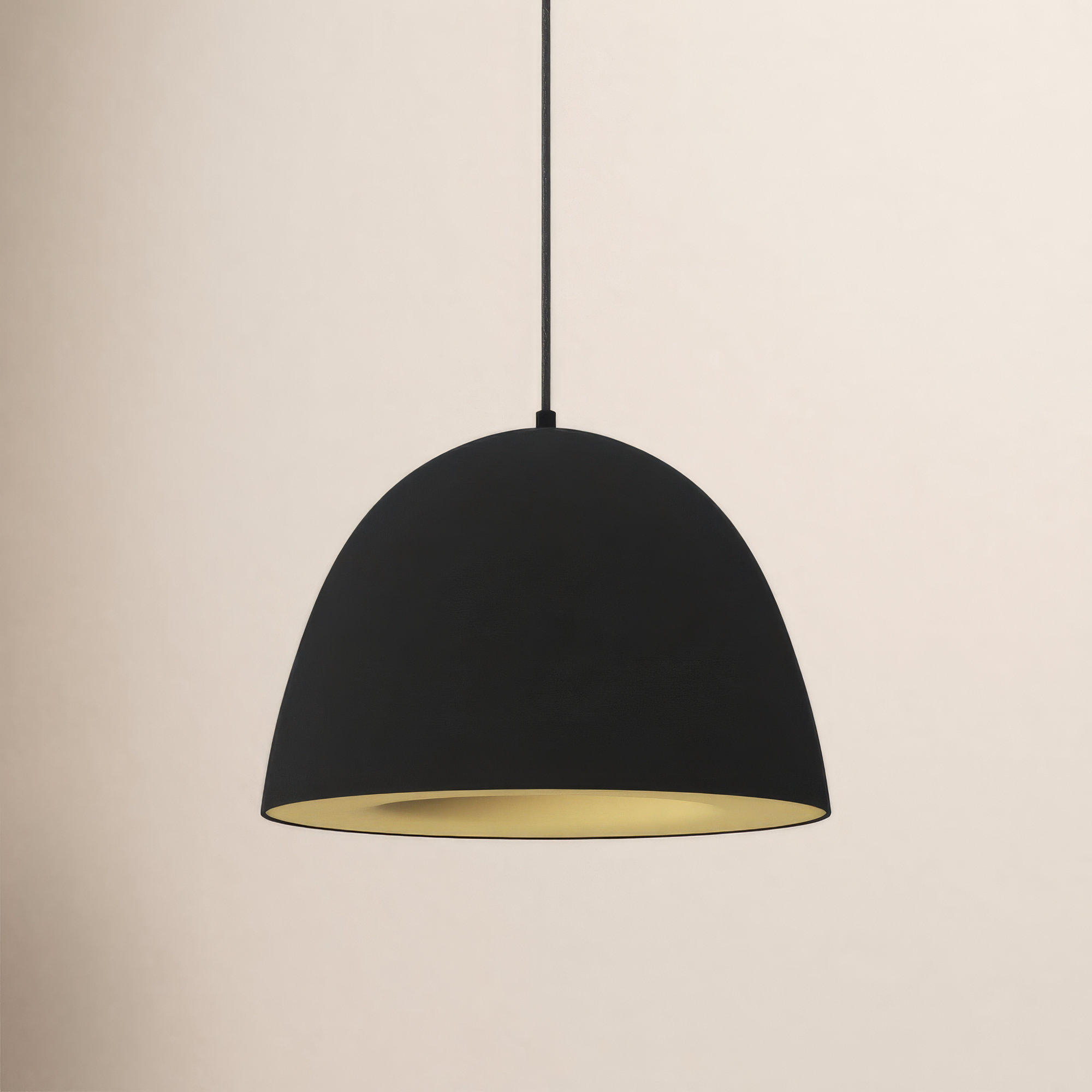Natosha Single Light Metal Dimmable LED Pendant, Black/Satin Brass, 16.5" H x 23.5" W x 23.5" D