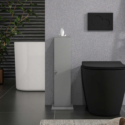 Small Bathroom Corner Floor Cabinet With Doors And Shelves For Toilet Paper Storage Space Saver
