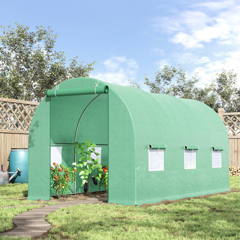 Serre pour culture de plantes 15 pi x 6 pi x 7 pi, avec fenêtres de ventilation en filet, 15 pi x 6 pi x 7 pi pour plantes d'extérieur, ancrages au sol stables,
