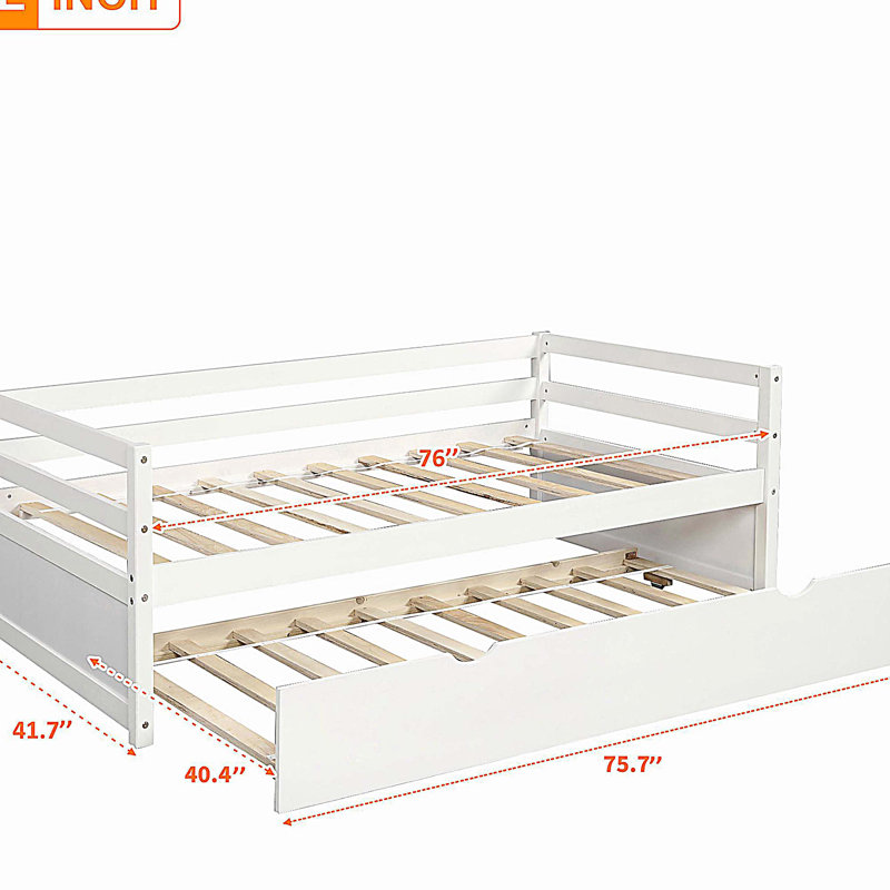 Lit de jour simple avec cadre gigogne, Blanc
