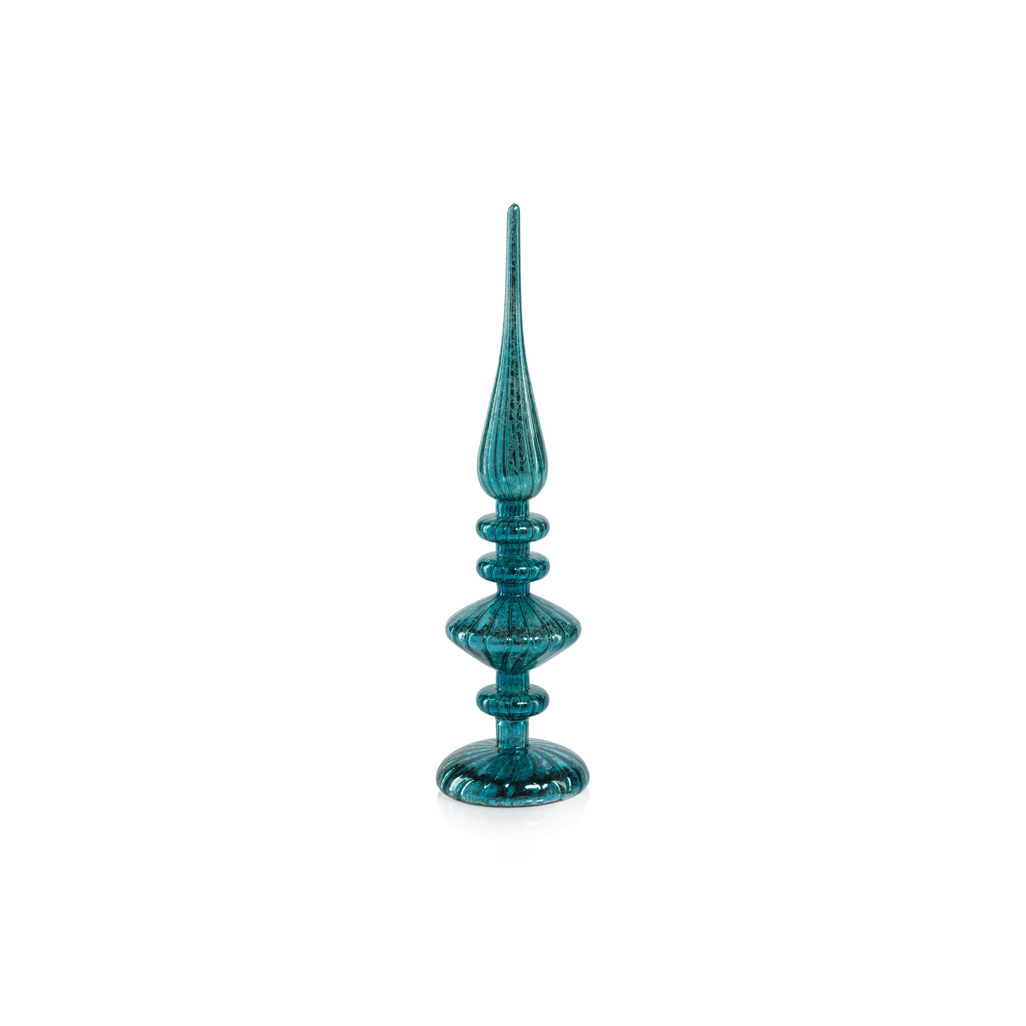 LED Tabletop Finials, Set of 2, 13.25" H x 3.5" W x 3.5" D, Antique Blue