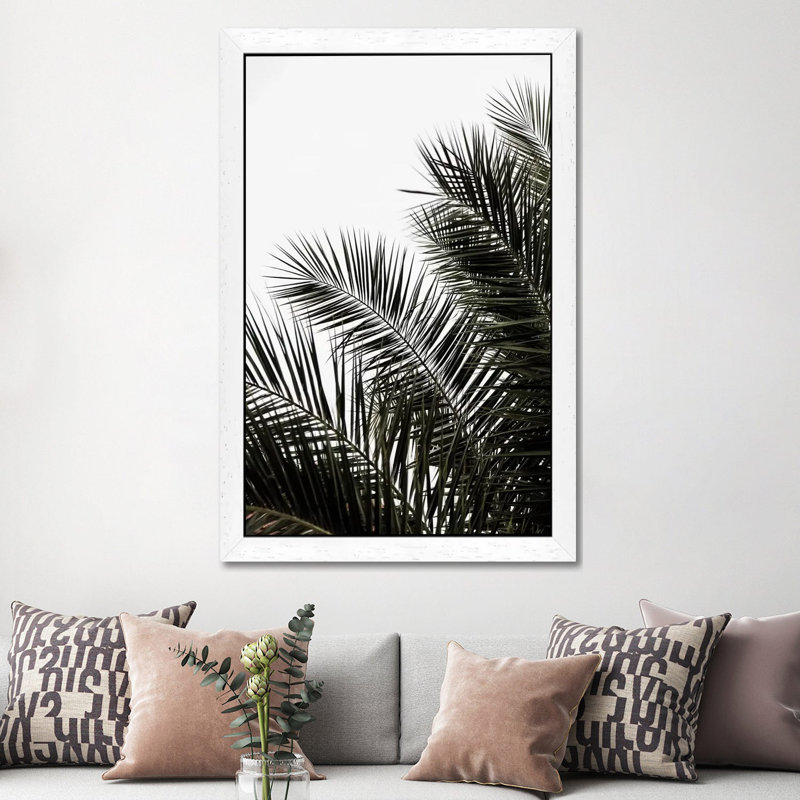 Palm Leaves III by Mareike Böhmer - Floater Frame Print on Canvas, 101.6 cm H x 66.04 cm W, White