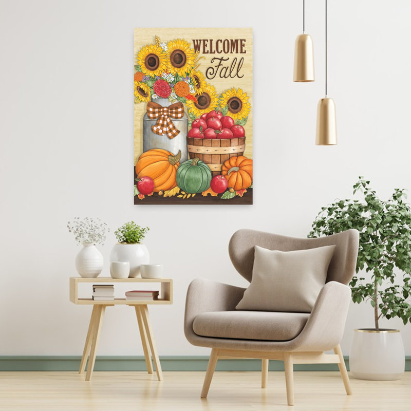 «Welcome Fall», art contemporain abstrait tournesol, H 36 po x l 24 po